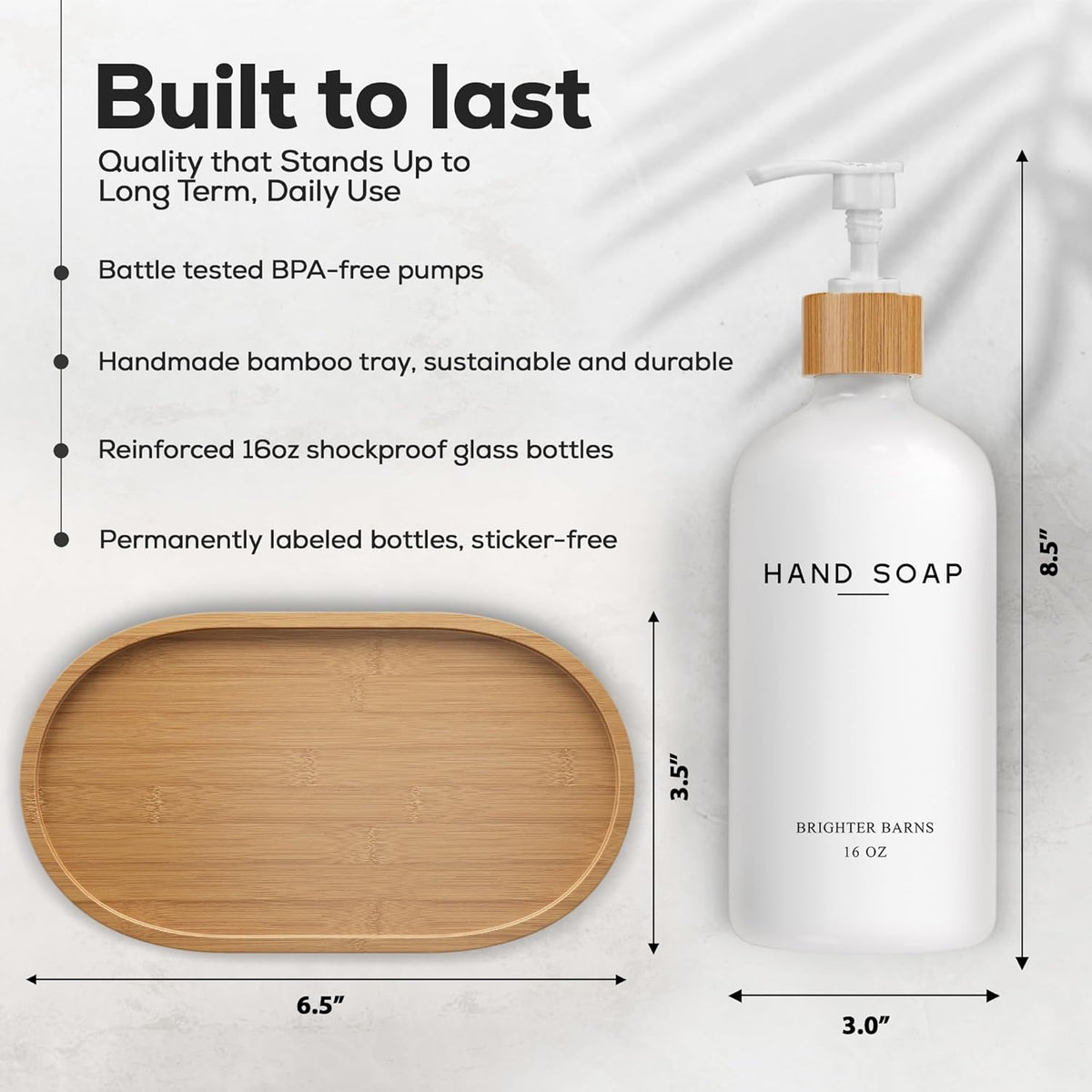 White Glass Hand and Dish Soap Dispenser Set by Brighter Barns - Kitchen Soap Dispenser Set with