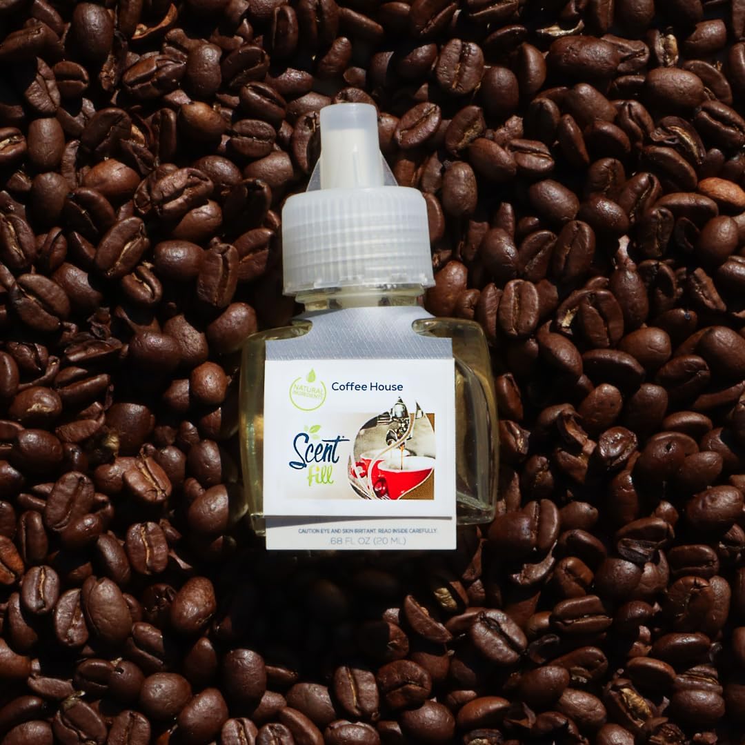 Scent Fill Coffee House Plug in Air Freshener, Scented Oil Refills, 2 Refills + Diffuser