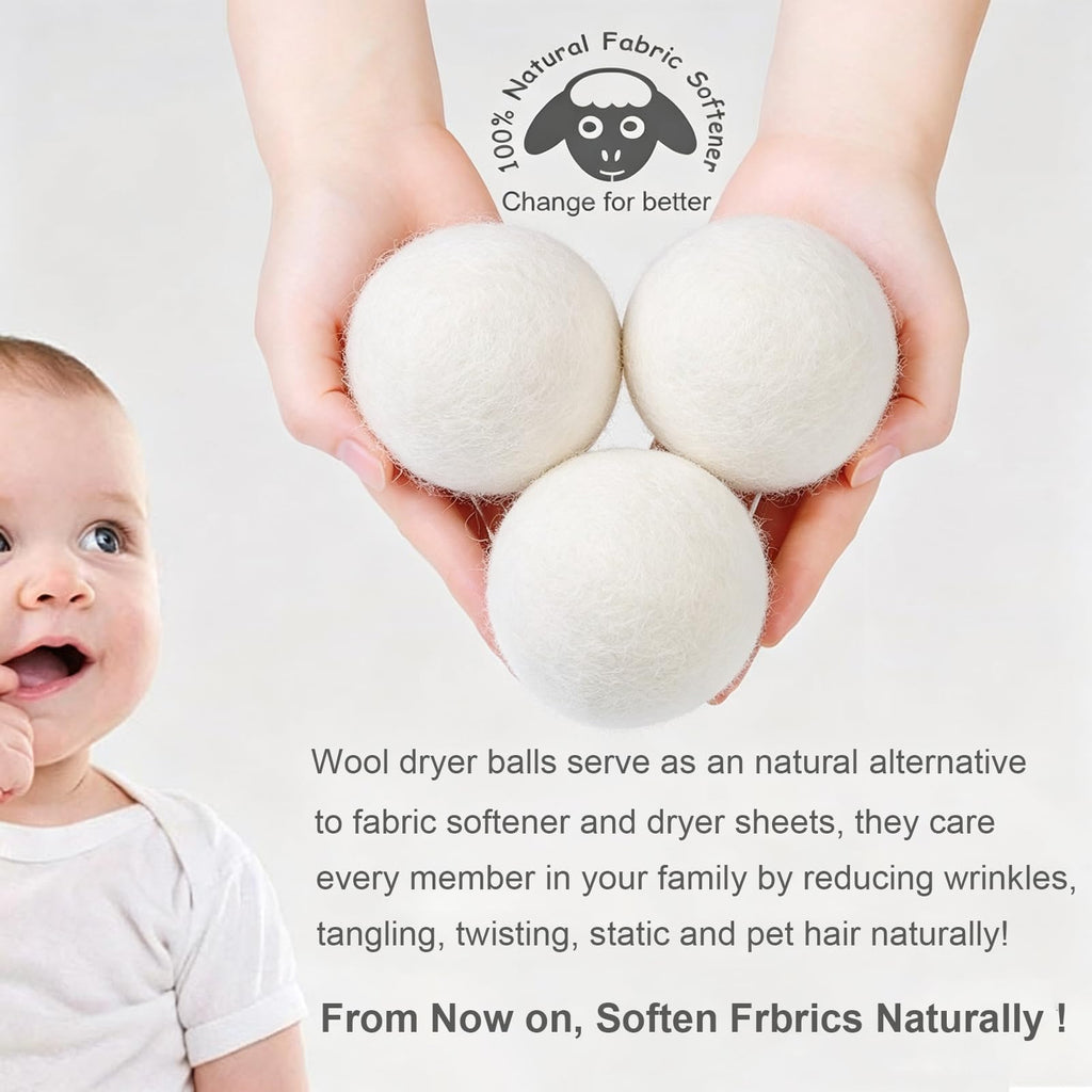 Budieggs Wool Dryer Balls XL 6-Pack, 100% New Zealand Wool Handmade