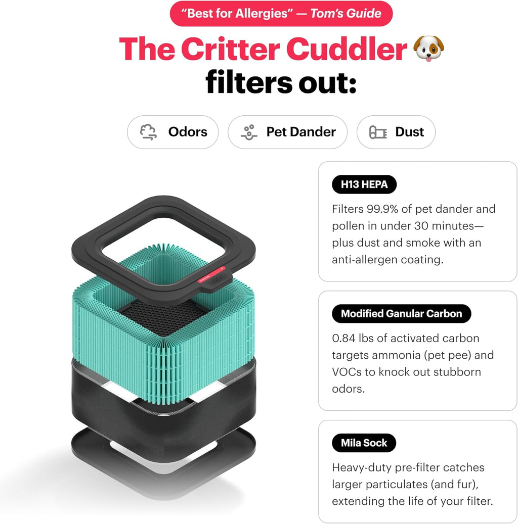 Mila Air 3 Smart Home Air Purifier with Critter Cuddler H13 HEPA & Carbon Replacement Filter
