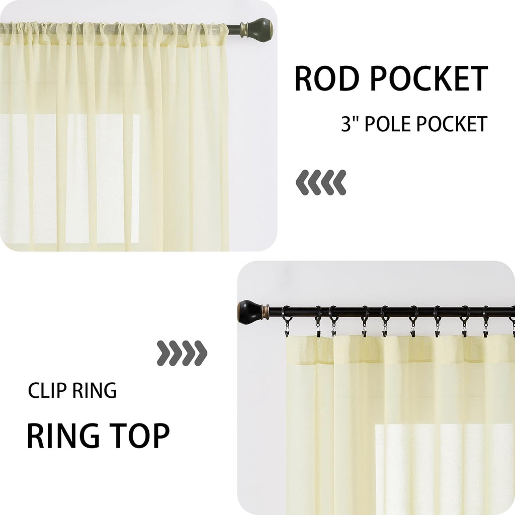 Tollpiz Sheer Door Curtains Closet Linen Textured Curtain Sheers Doorway Light Filtering Voile
