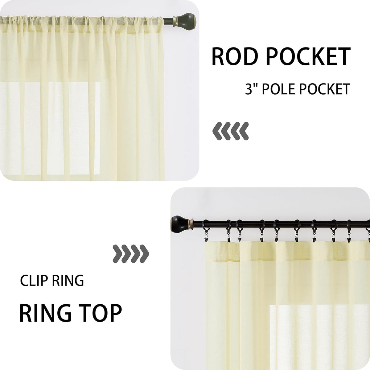 Tollpiz Sheer Door Curtains Closet Linen Textured Curtain Sheers Doorway Light Filtering Voile