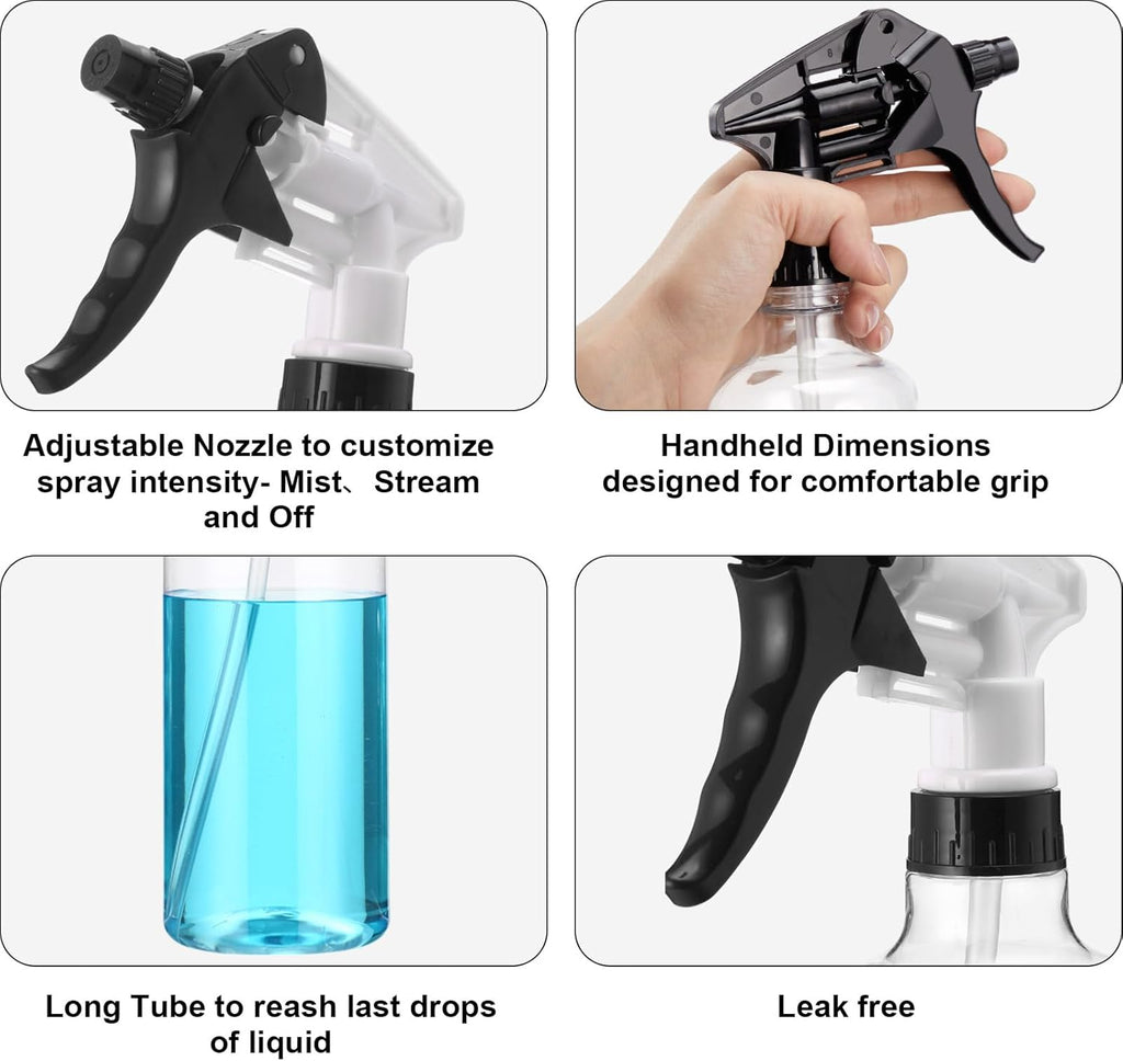 Eccliy 12 Pcs 16 Oz Plastic Spray Bottle, Adjustable Empty Reusable Sprayer for Cleaning, Planting