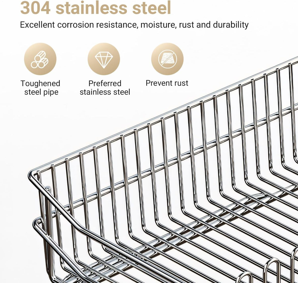 304 Stainless Steel Over Sink Counter Top Perfect Dish Drainer, Extendable Drainage Basket Drying