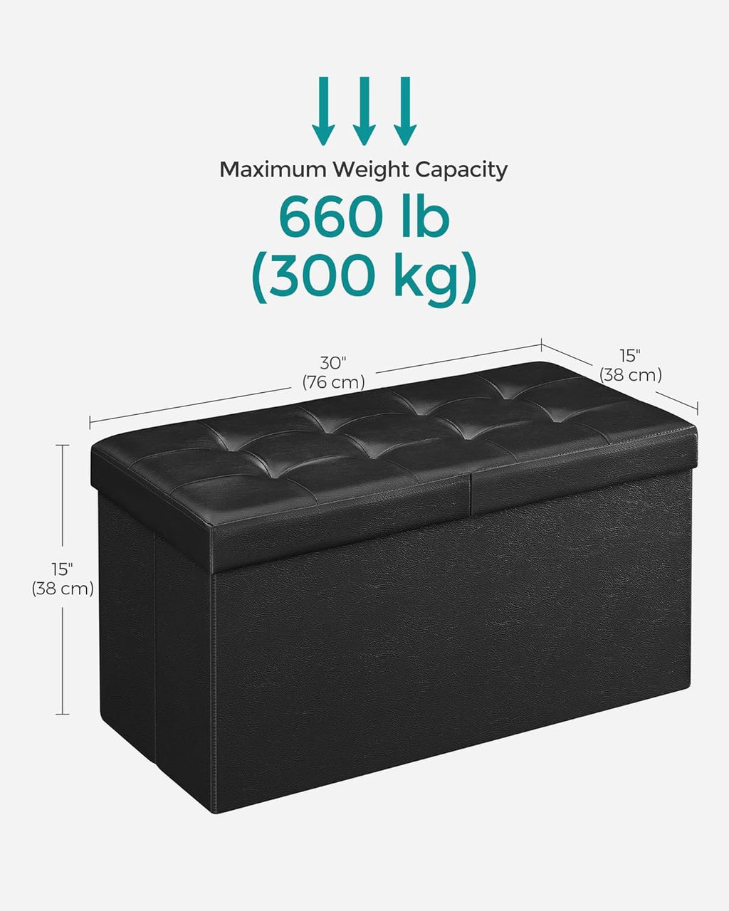 SONGMICS MAZIE Collection - 30 Inches Storage Ottoman Bench with Flipping Lid, Storage Chest