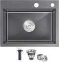 23x18 Inch Kitchen Sink, Handmade 304 Stainless Steel Sink, 9" Deep Single Bowl with Brushed