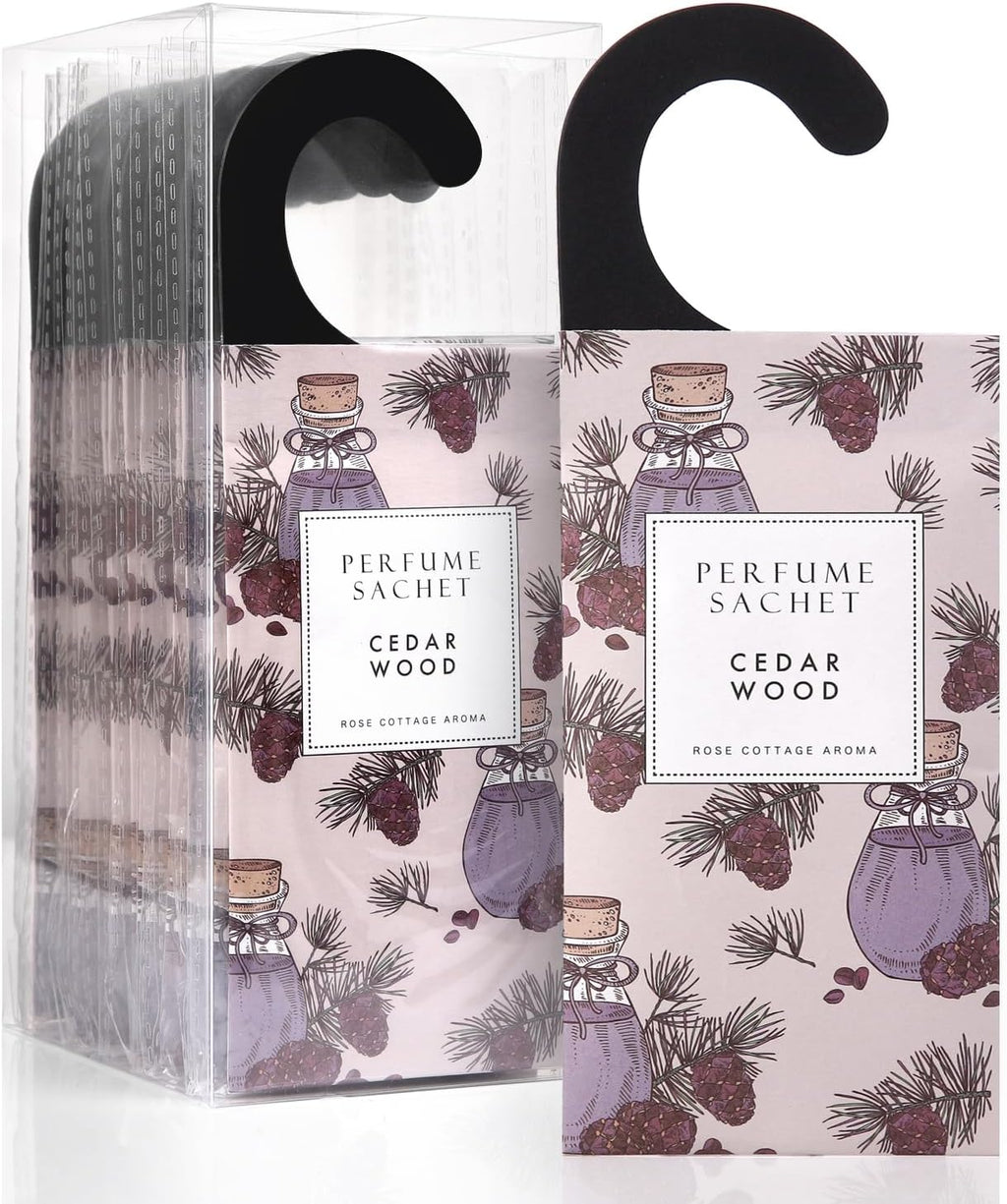 ROSE COTTAGE Large 12 Packs Cedar Wood Hanging Closet Deodorizer Air Freshener Long Lasting Scented