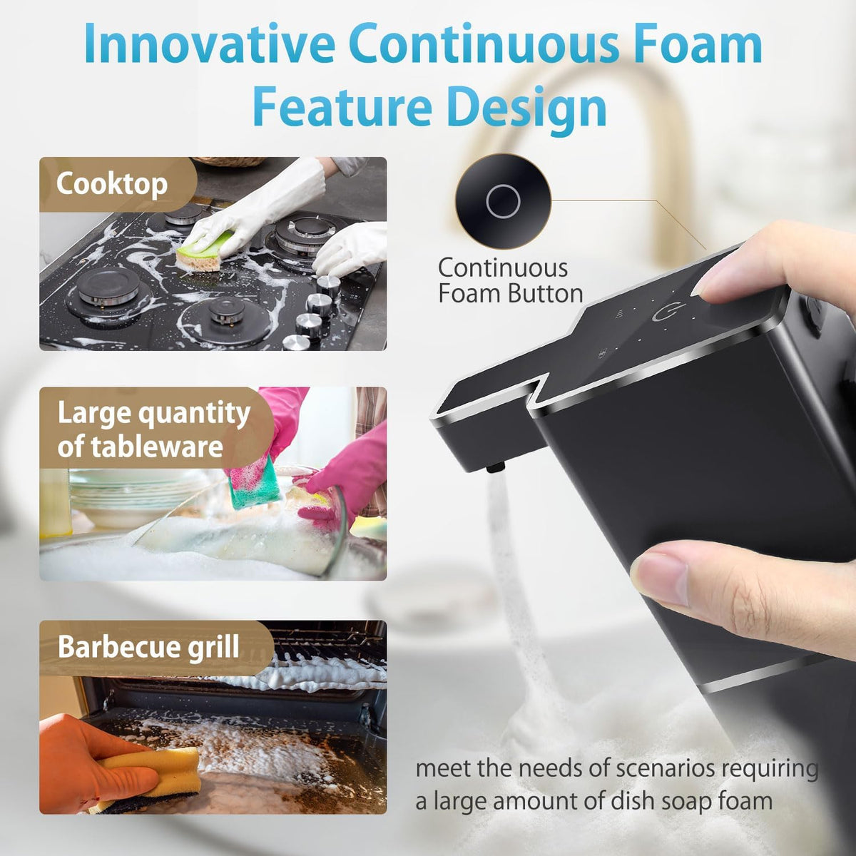 Automatic Foaming Soap Dispenser Touchless 380ml/12.8oz Rechargeable Hand Soap Dispenser Wall