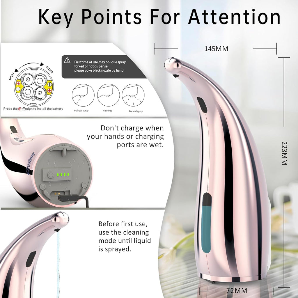 Adjustable Automatic Soap Dispenser Touchless, 4 Adjustable Levels Touchless Sensor Liquid Soap