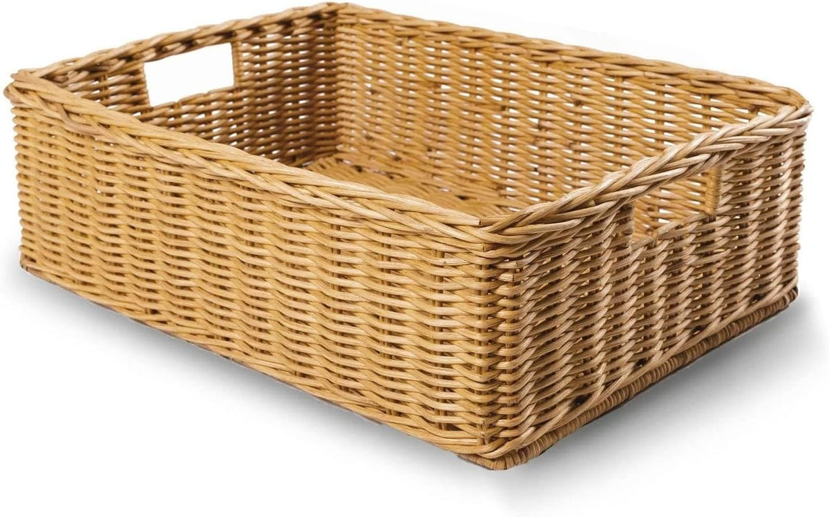The Basket Lady Under The Bed/Basic Wicker Storage Basket, Medium, 20 in L x 14.5 in W x 6 in H