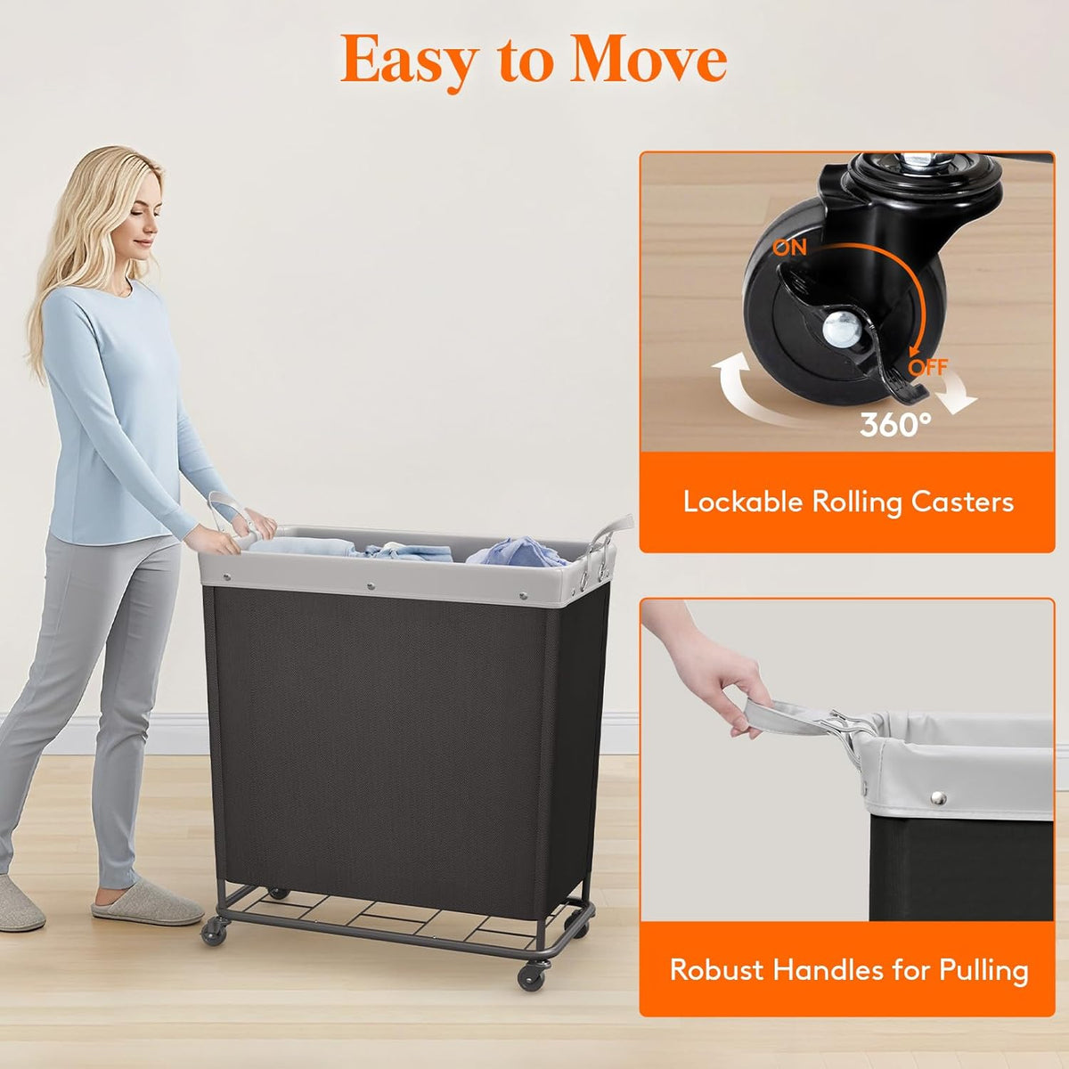 Lifewit 240L Laundry Basket with Wheels, Large Heavy Duty Commercial Rolling Laundry Hamper with