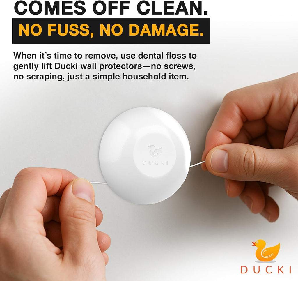 Ducki Wall Protectors -4 Pack White- Self Adhesive, Reusable Solution for Stopping Wall Damage &