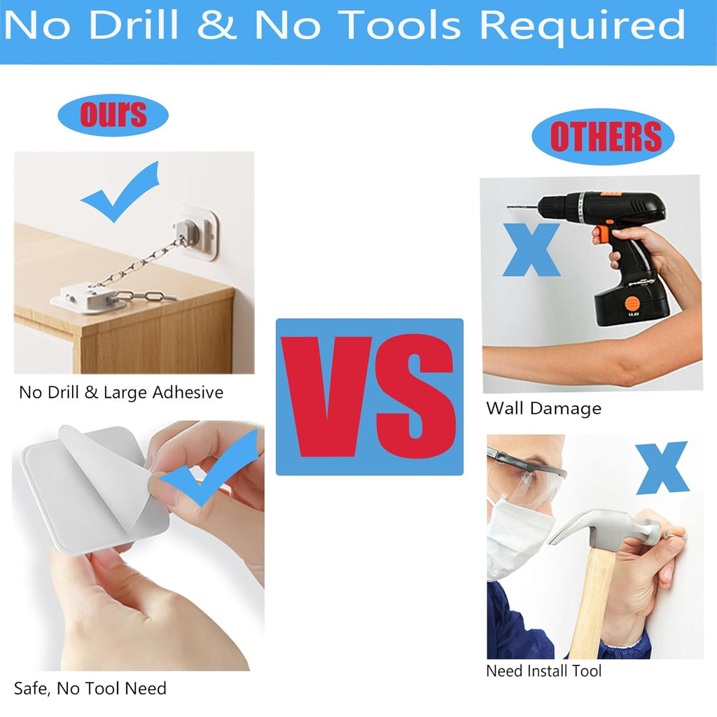 YEYA Anti-Tip No Drill Furniture Anchor with 3M Adhesive 10" Adjustable Straps, Baby Proofing Wall