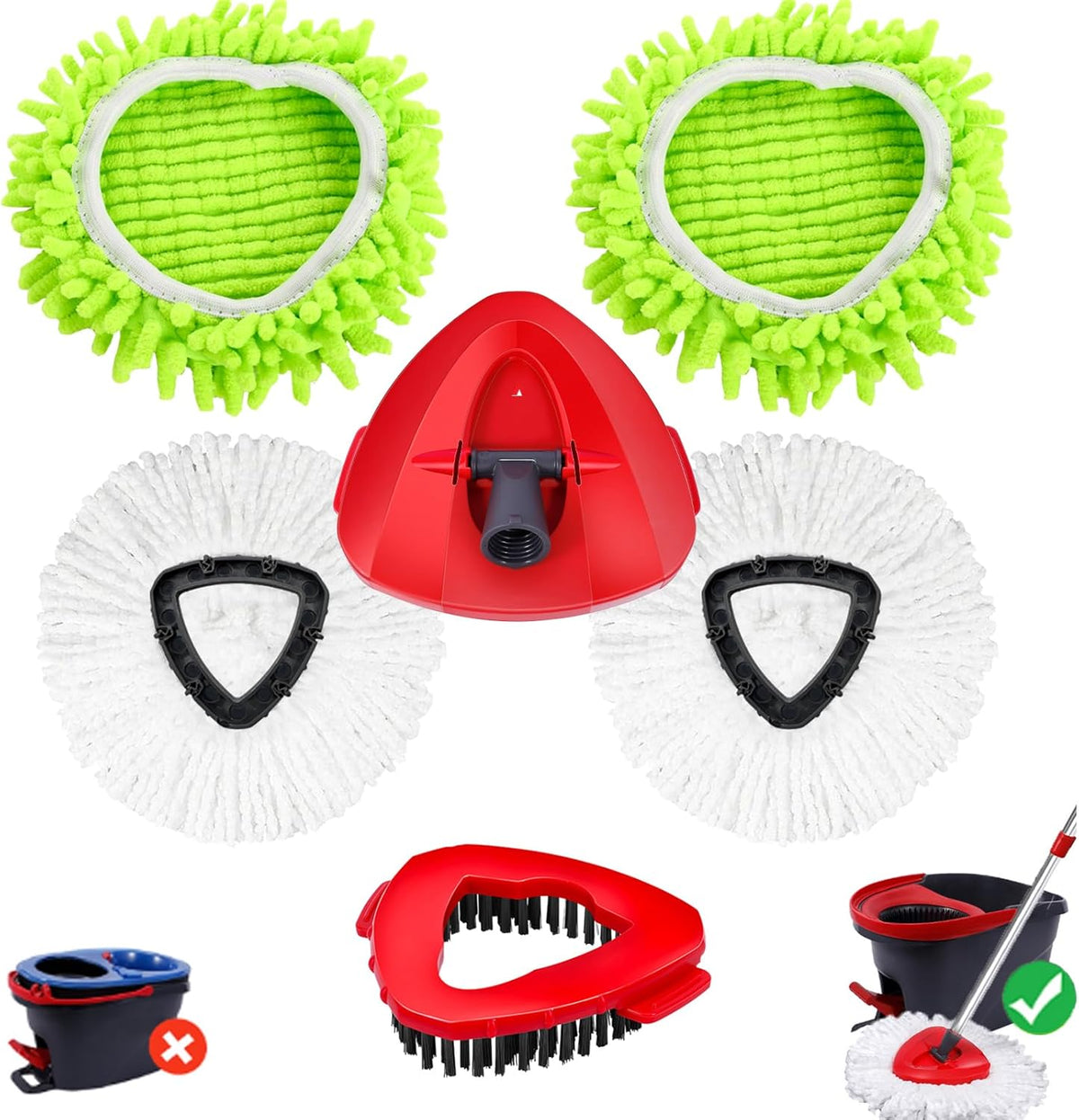 Wa.IE JiemiMicrofiber Spin Mop Refills Head Compatible for EasyWring 1-Tank System,1 Mop Scrub