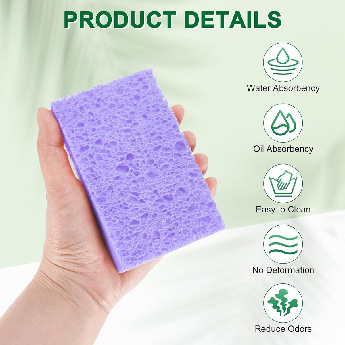 12-Pack Kitchen Sponges, Condense Eco Cellulose Non-Scratch Scrub Heavy Sponge for