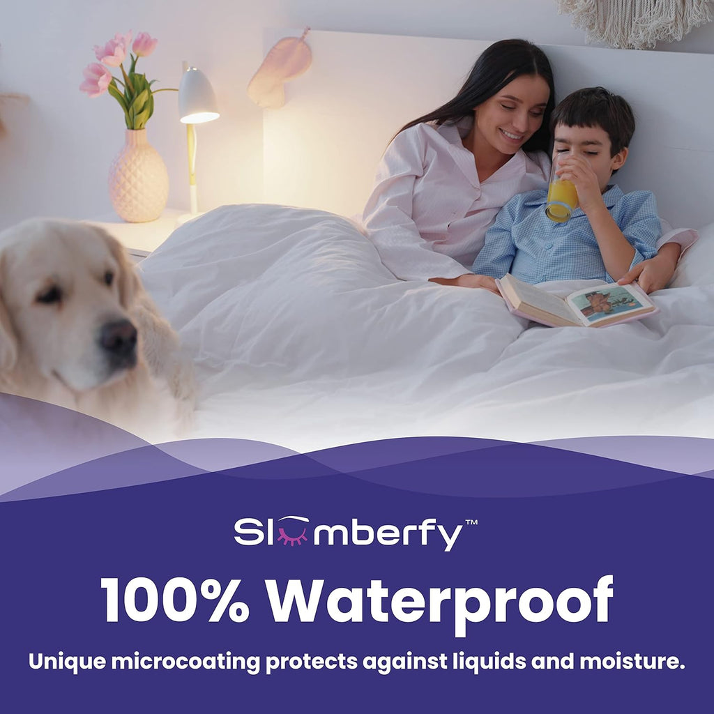 Slumberfy King Size Waterproof Cooling Mattress Protector, Hypoallergenic, Noiseless, Washable