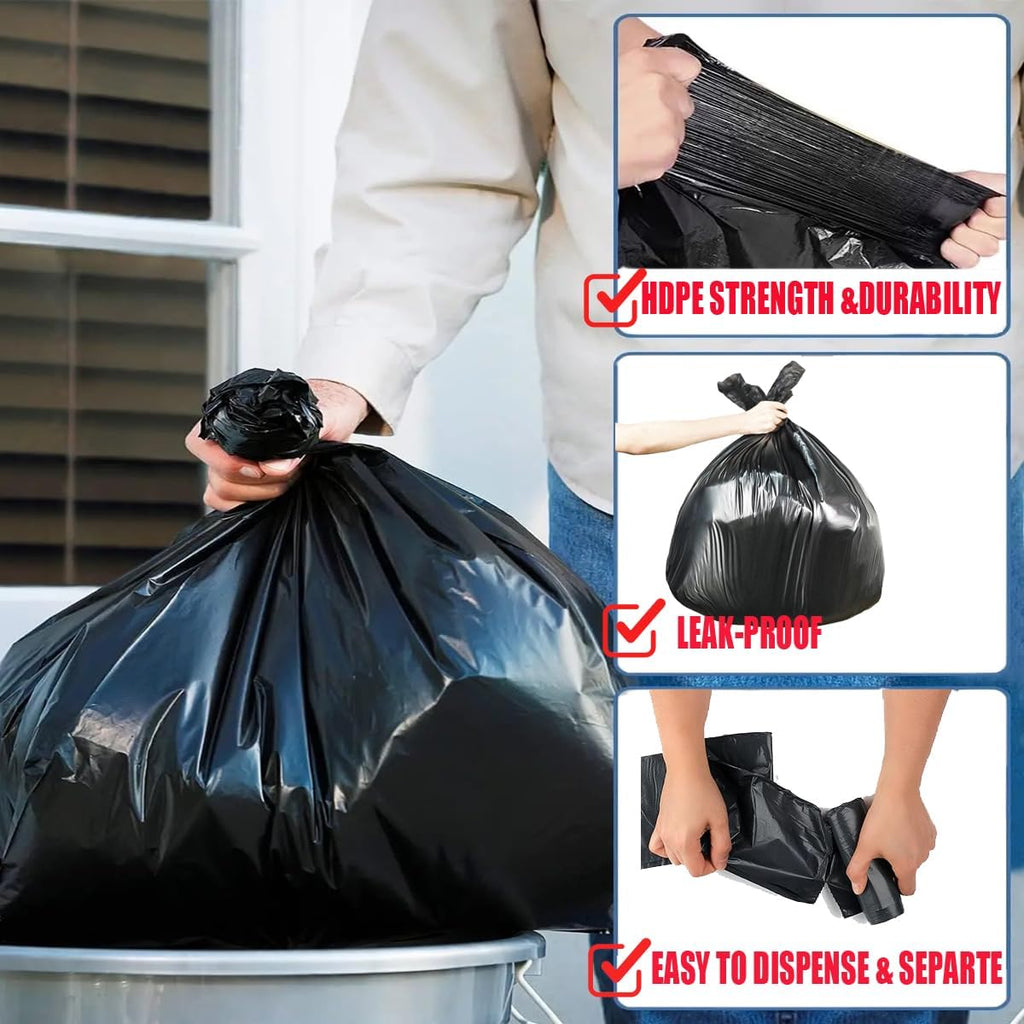 2-4 Gallon Trash Bags, 1000 Count Bulk Value Pack, Black Garbage bags, Small Trash Can Bin Liners