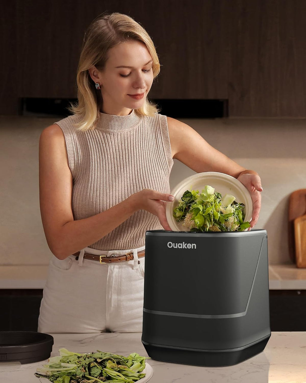 Electric Composter for Kitchen - 4L Countertop Indoor Compost Bin Smart Odorless Turn Kitchen Waste
