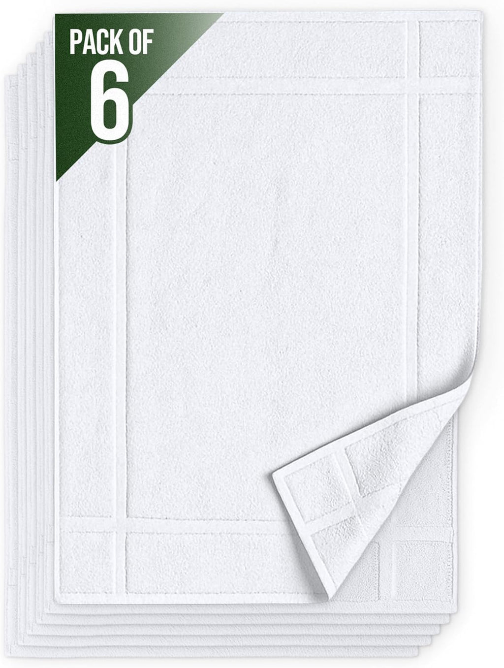 Pearl Linens Pack of 6 100% Cotton Bath Mat 20X30 inches, Soft & Absorbent Quick Dry Bathroom Mat