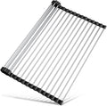 Tomorotec 17.7" x 15.5" Roll Up Dish Drying Rack Over Sink Drying Rack Sink Cover Kitchen Sink