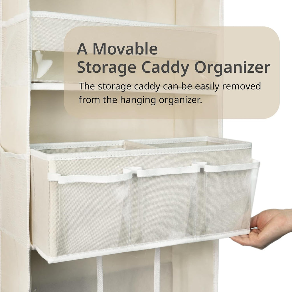 Door Hanging Storage Organizer,with 3 Bins 1 Movable Baby Diaper Caddy,1 Large capacity diaper