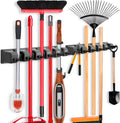 IMILLET 2 Pack Mop and Broom Holder, Wall Mounted Organizer Mop and Broom Storage Tool Rack with 5