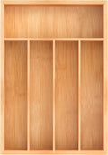 Bamboo Utensil Drawer Organizer, Kitchen Organizer for Flatware Cutlery, Silverware Tray for Drawer