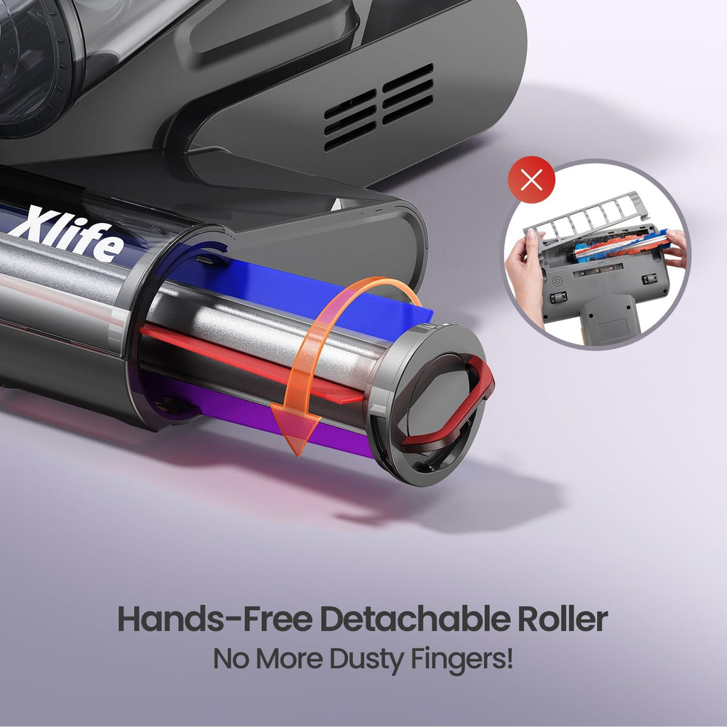 Xlife Mattress Vacuum Cleaner with UV-C Light, 140F° Heating, 550W 16KPA Suction, HEPA Filter for
