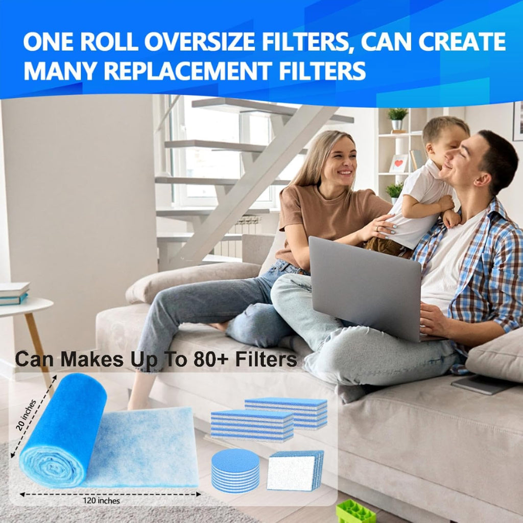 20" x120" Air Vent Filters, Cut to Fit Air Filter (80+ Filters), MERV 8 Triple Vent Filter for Home