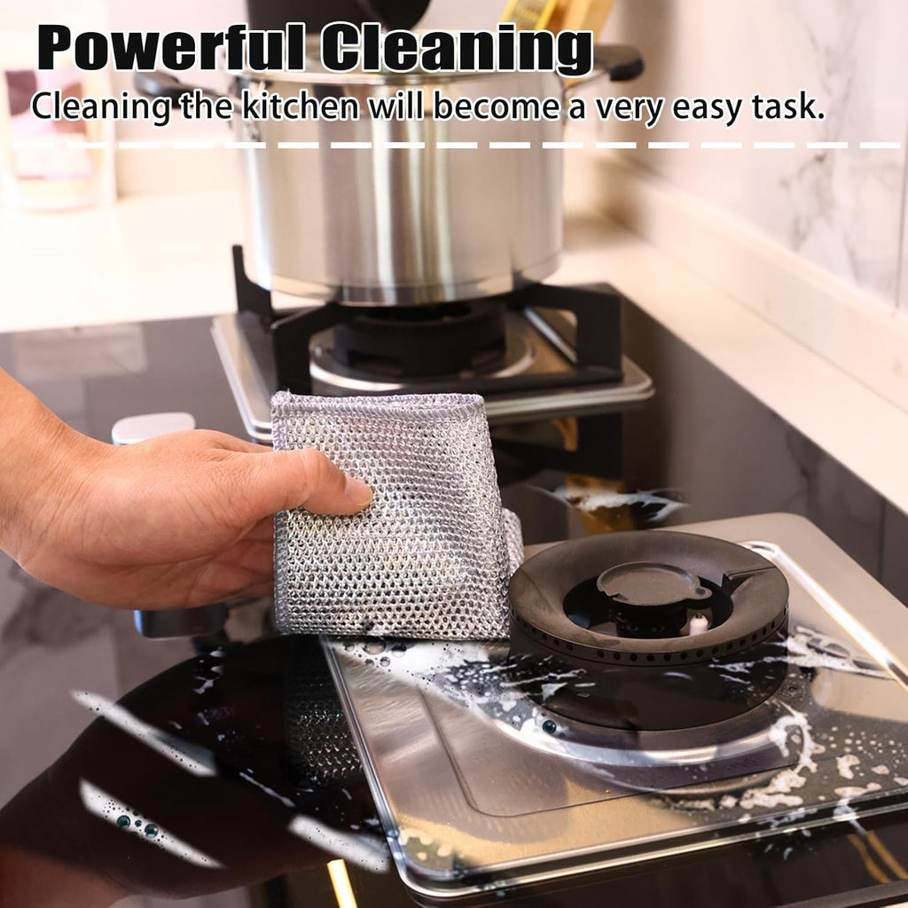 Navona 12 Pcs New Upgrade Steel Wire Dishcloth,Triple-Layer Steel Wire Cleaning Cloth,Powerful