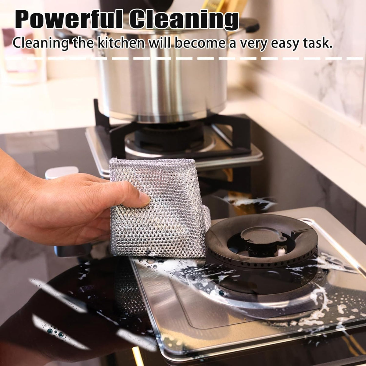 Navona 12 Pcs New Upgrade Steel Wire Dishcloth,Triple-Layer Steel Wire Cleaning Cloth,Powerful