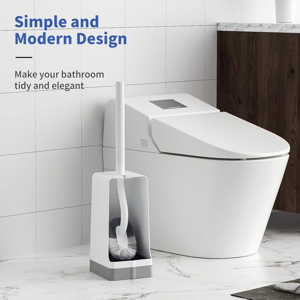 Marbarsse Bathroom Toilet Bowl Brush and Holder, Curved Design Dismount Toilet Brush for Deep