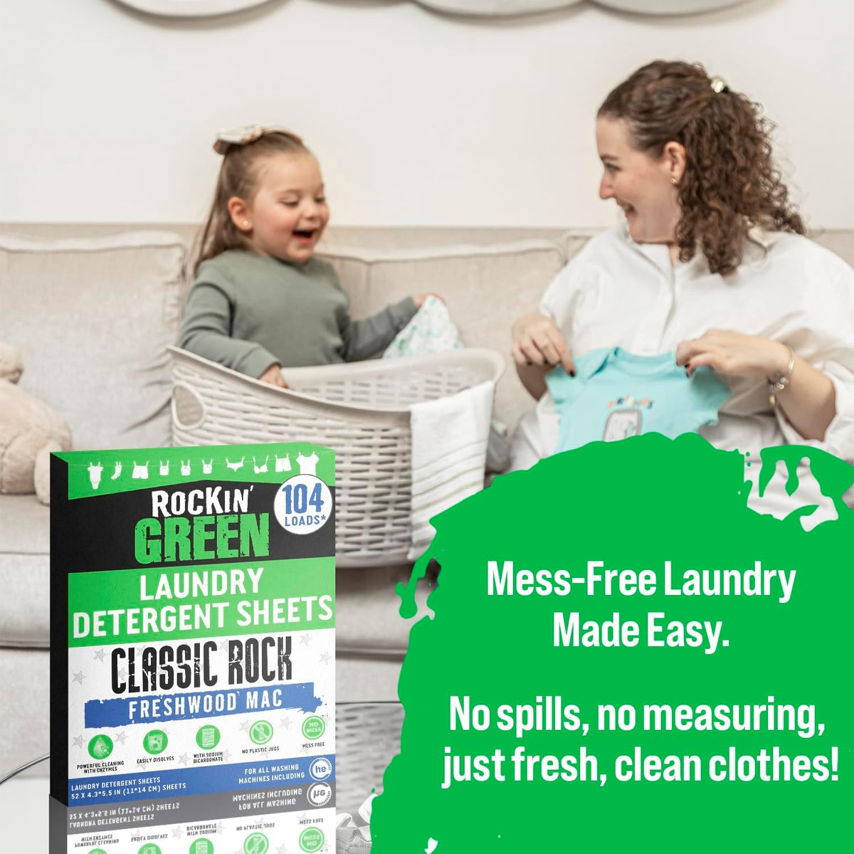 Rockin' Green Travel Laundry Detergent Sheets - Mess-Free Laundry Sheets Detergent Powerful