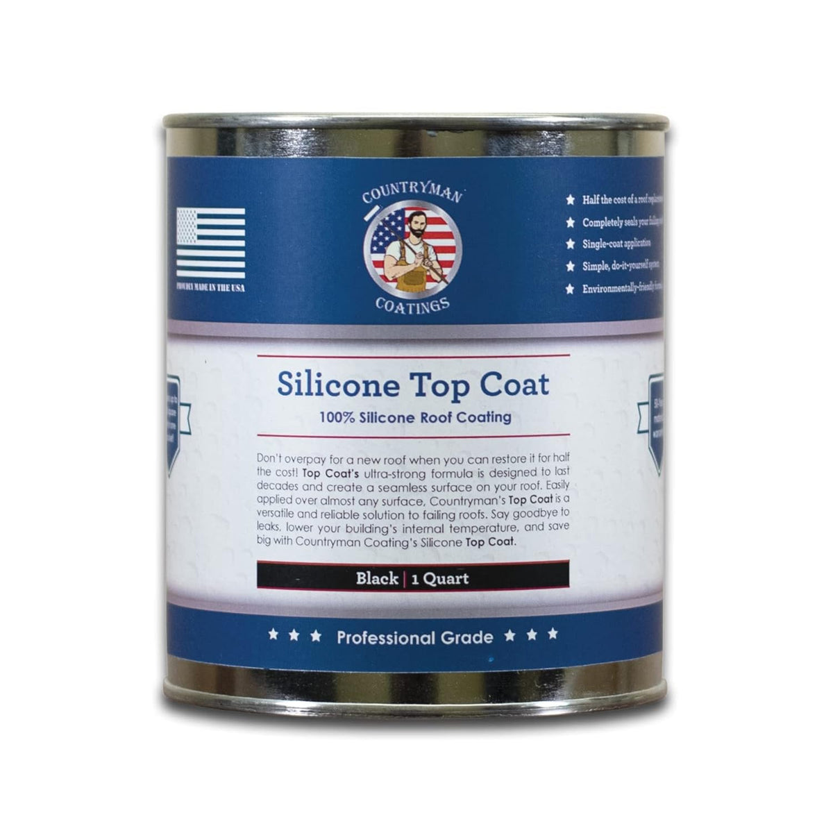 Countryman Coatings - 100% Silicone Roof Coating - Restore Your Roof in a Day - Seal Leaks, Cracks