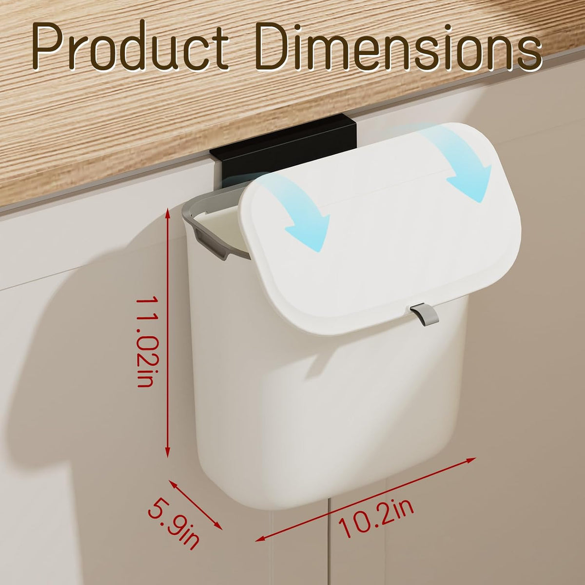 2.4 Gallon Kitchen Compost Bin Hanging Small Trash Can with Lid Under Sink Dual Installation &