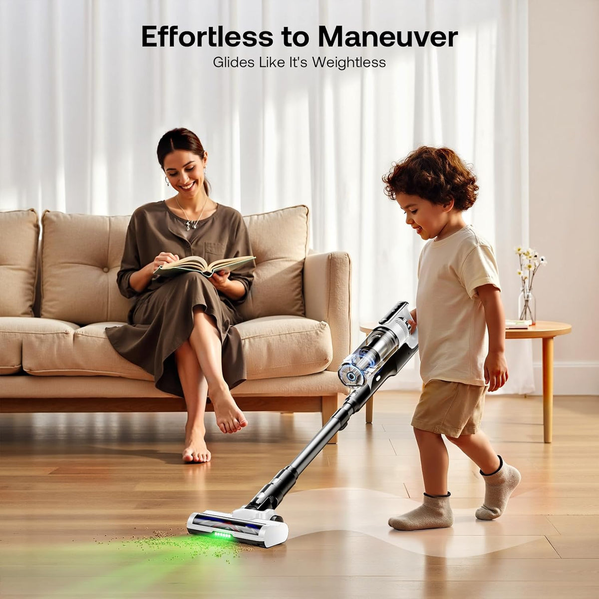 Trucozie Cordless Vacuum Cleaner with Self-Standing, 50 mins Runtime Lightweight Stick Vacuum with