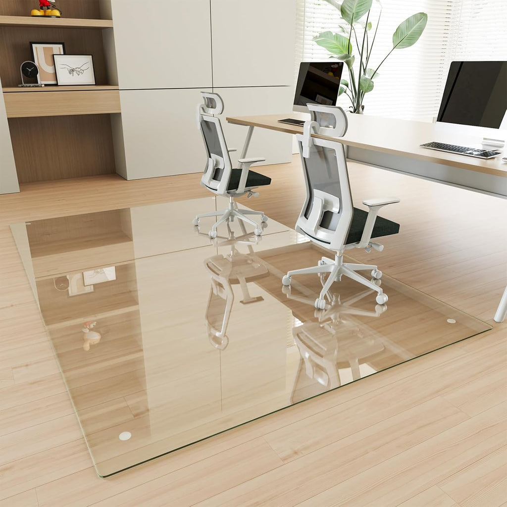 [Tempered Glass] 48" x 72" Glass Chair Mat, 1/5" Thick Office Chair Mat for Carpet or Hardwood