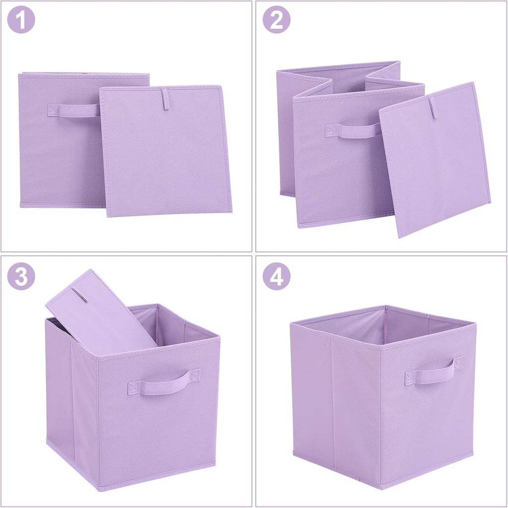 Stero Fabric Storage Bins 6 Pack Fun Colored Durable Storage Cubes with Handles Foldable Cube