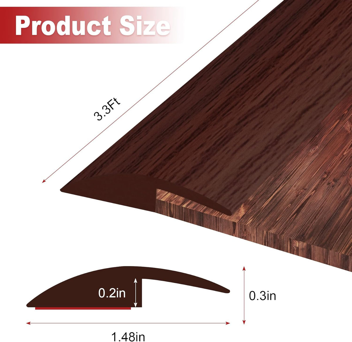 3.3Ft Carpet Floor Transition Strip, Self Adhesive Floor Edging Trim Strip for Doorway, PVC Floor