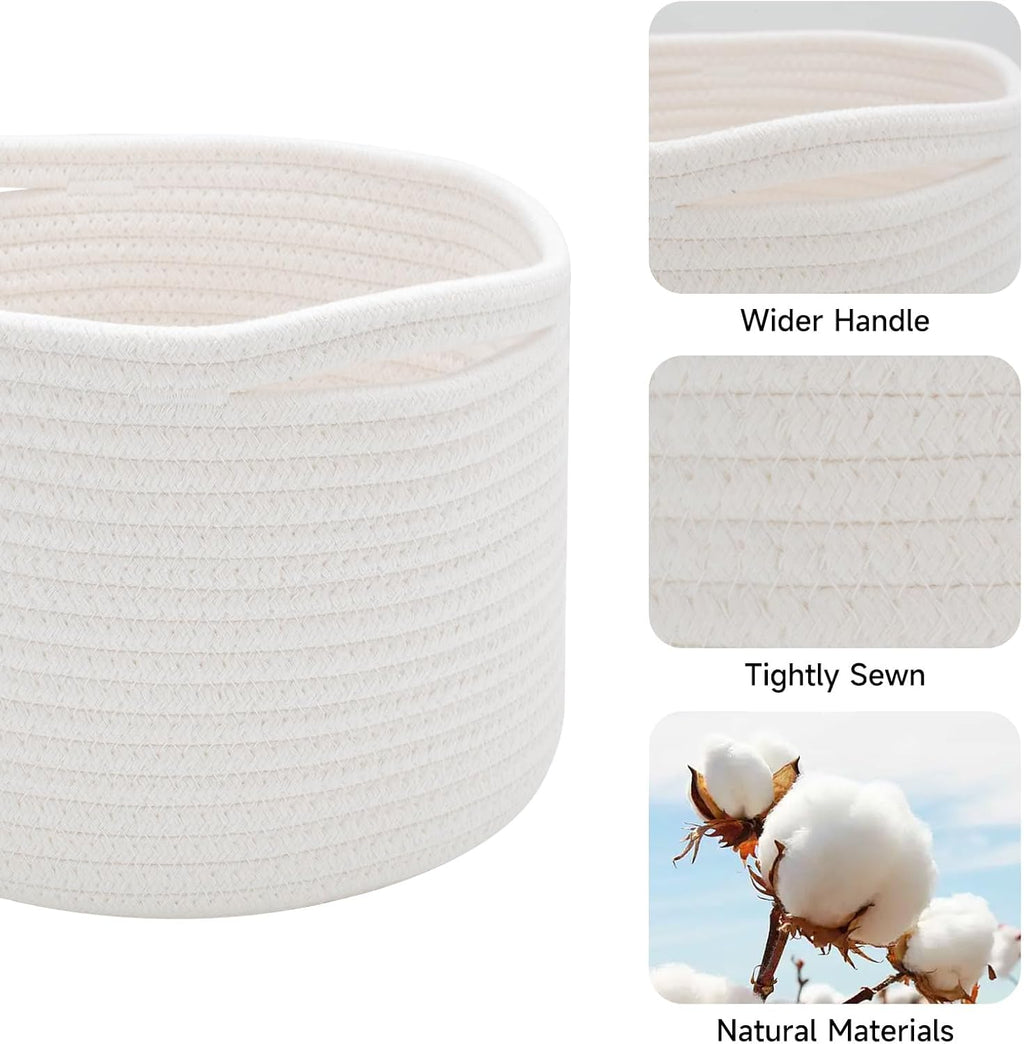 Small Basket for Organizing | Cube Shelf Closet Storage Baskets | 9.7×9.7×7.1” | Woven Rope Gift