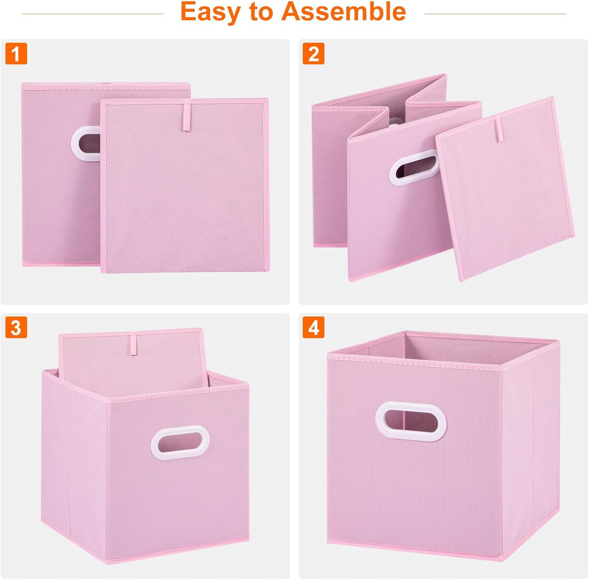 Stero Fabric Storage Cubes Bins, 11 inch Fun Colored Foldable Storage Baskets with Dual Plastic