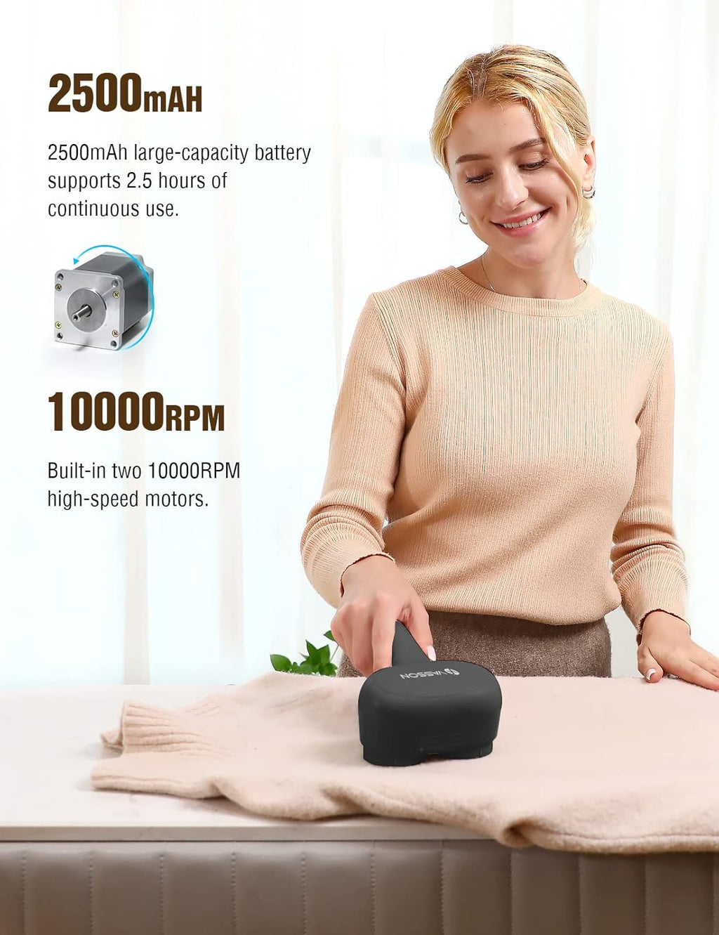 VASSON Fabric Shaver, Electric Lint Remover, Rechargeable Lint Shaver, Sweater Shavers to Remove