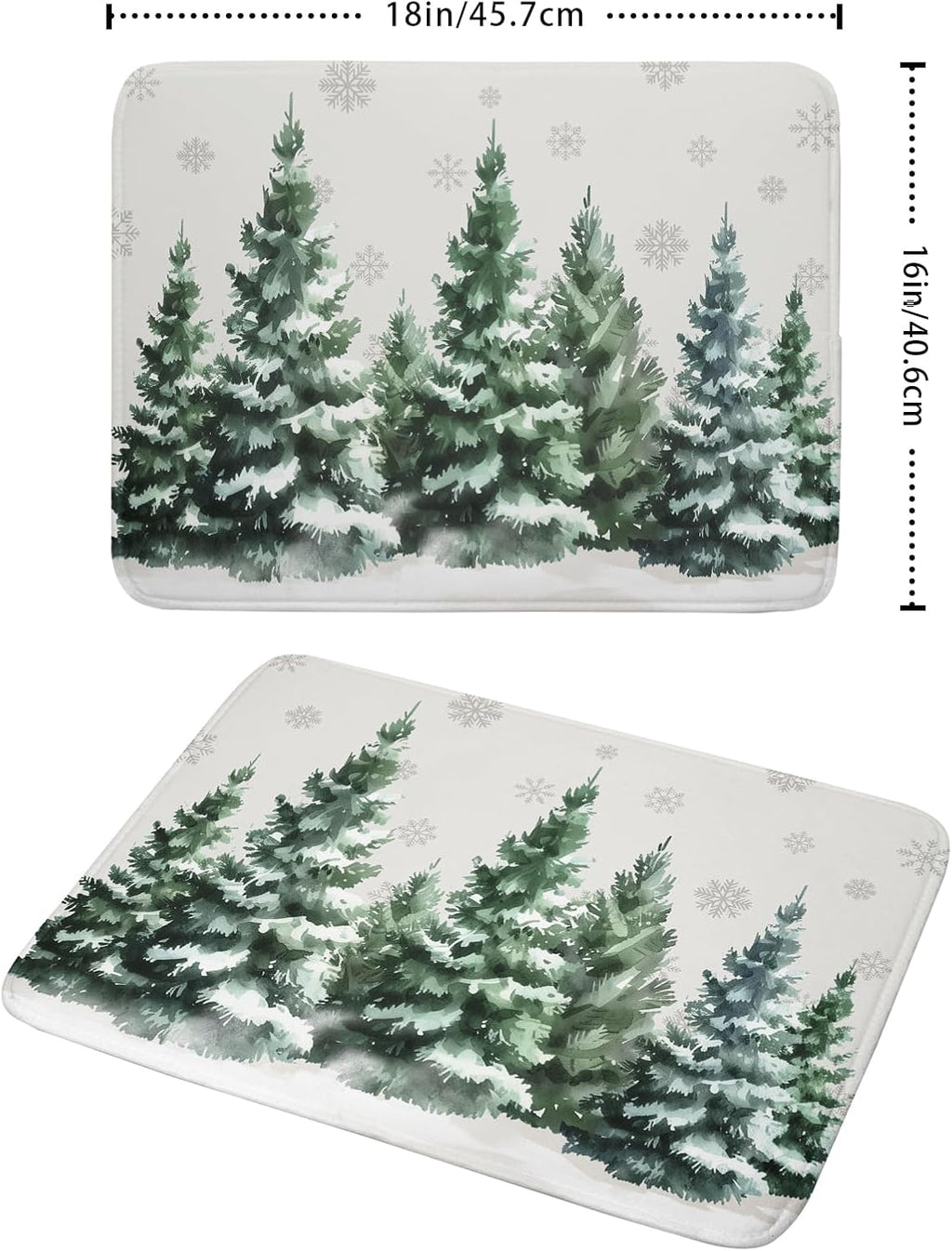 Christmas Dish Drying Mat 16x18 Inch Xmas Forest Tree Absorbent Dish Drainer Protector Pad Winter