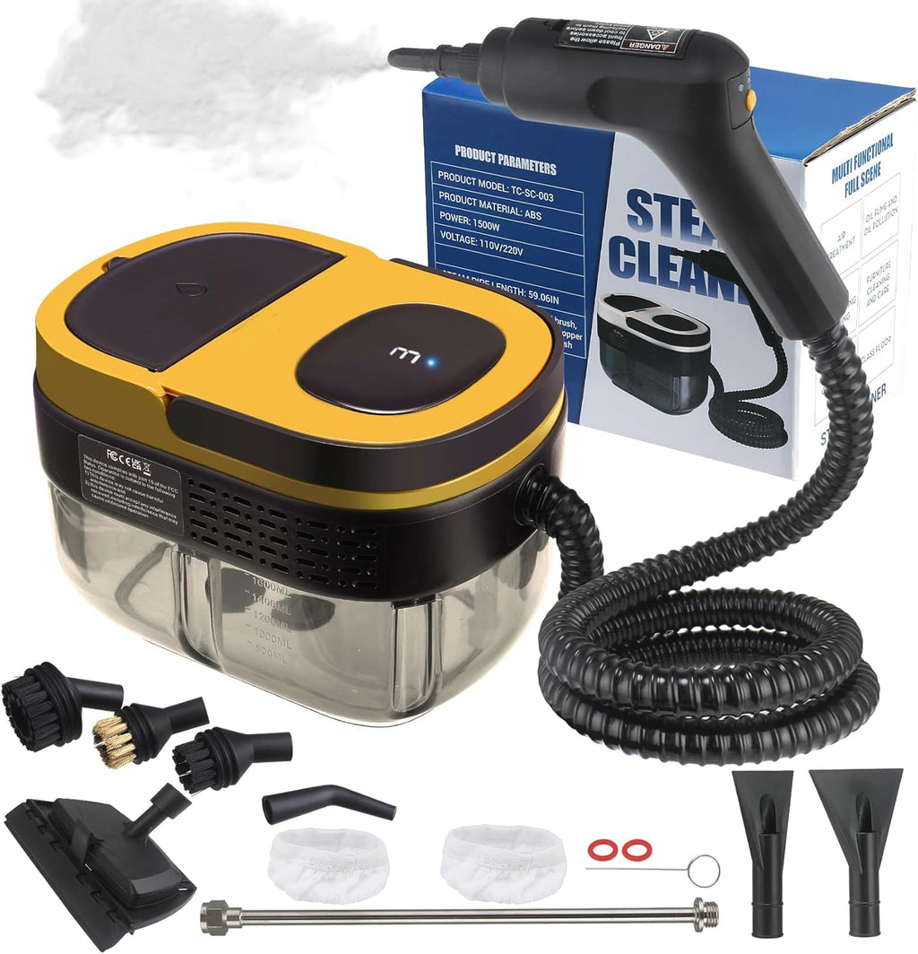 Steam Cleaner, 3-Level Adjustable Handle, 15s Heat-Up, 1.69 Quarts Tank, Portable Steamer for