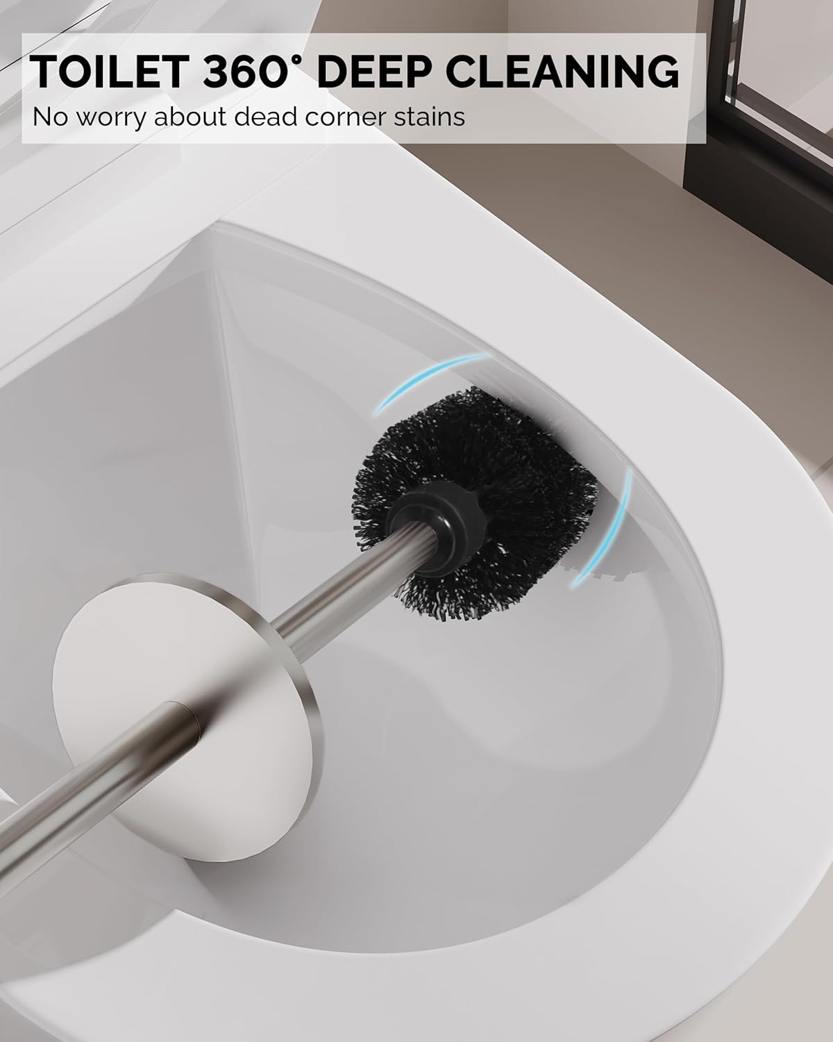 Toilet Brush and Holder Set, 2 Pack Stainless Steel Toilet Bowl Brush with Lid, Rust Proof Toilet