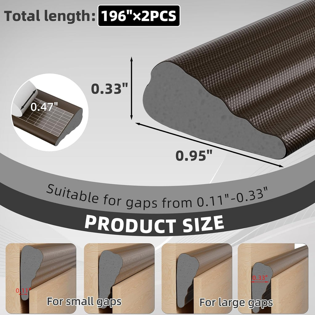 2Pcs×196" Wedge Weather Stripping Door Seal Strip for Door Frame & Window,Self Adhesive Window