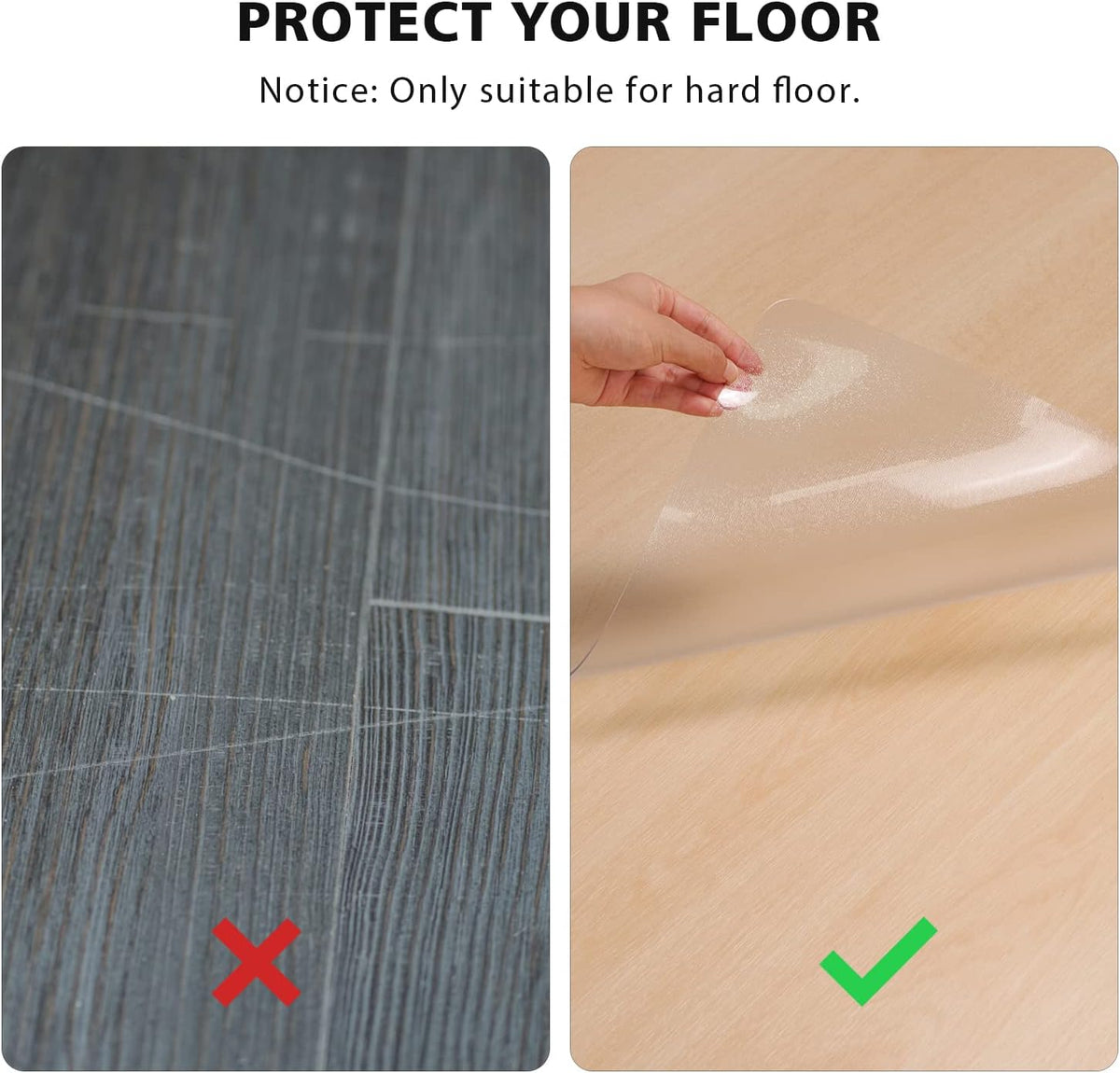 Floor Mats for Home, 8'×10' Clear Area Rug for Dining Room, Durable Non-Slip Hard Floor Living Room