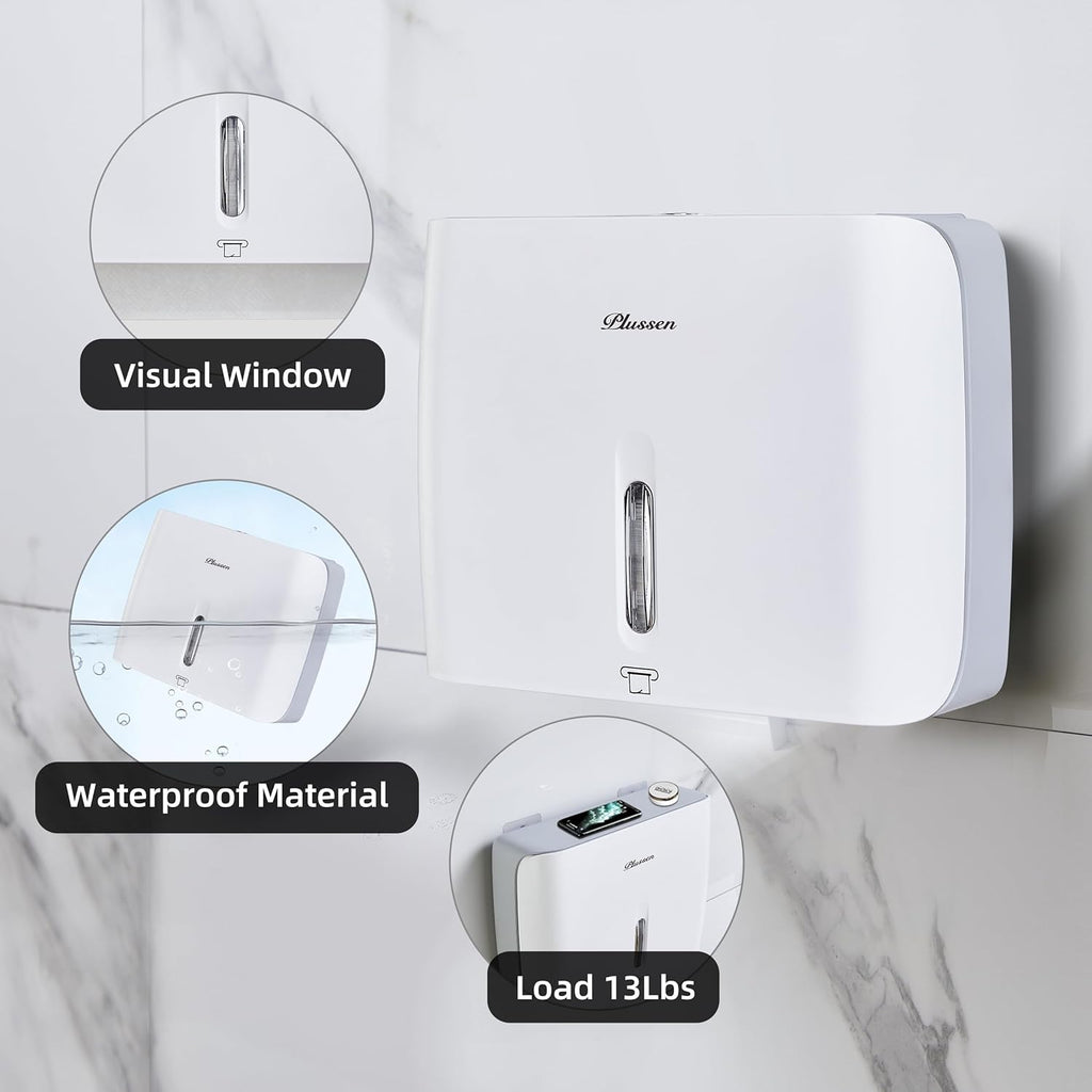 Commercial Paper Towel Dispenser Wall Mount with Key Pack of 2 Plastic 10⅞” Length X 8¼” Height X