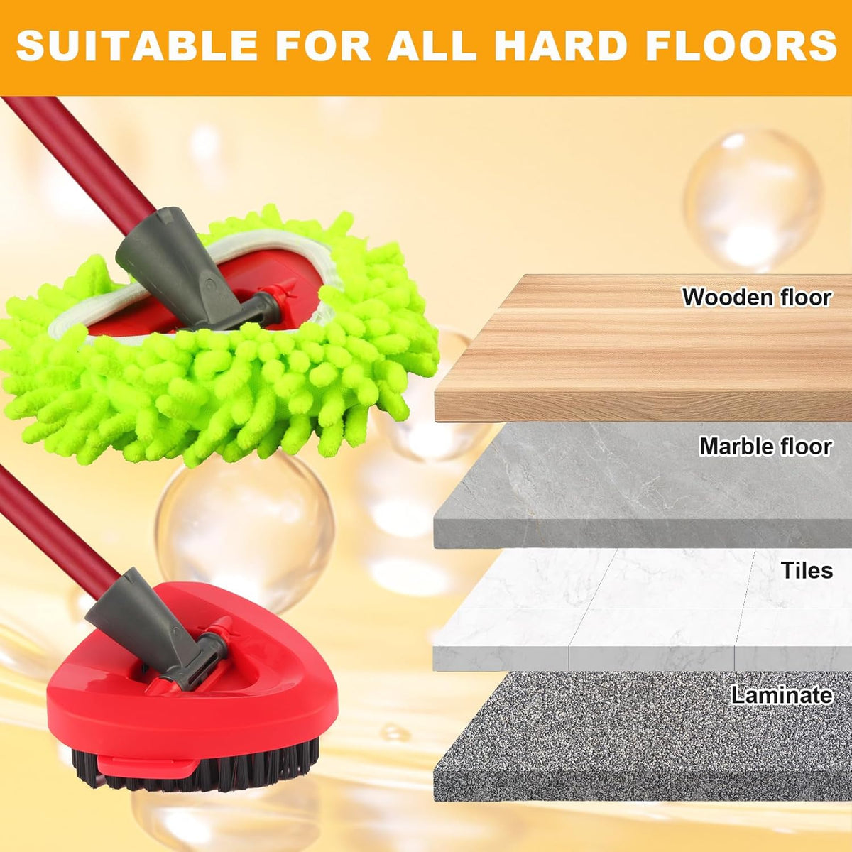 Mop Heads Replacements for OCedar RinseClean 2 Tank Spin Mop System, Mop Replace Head with 2
