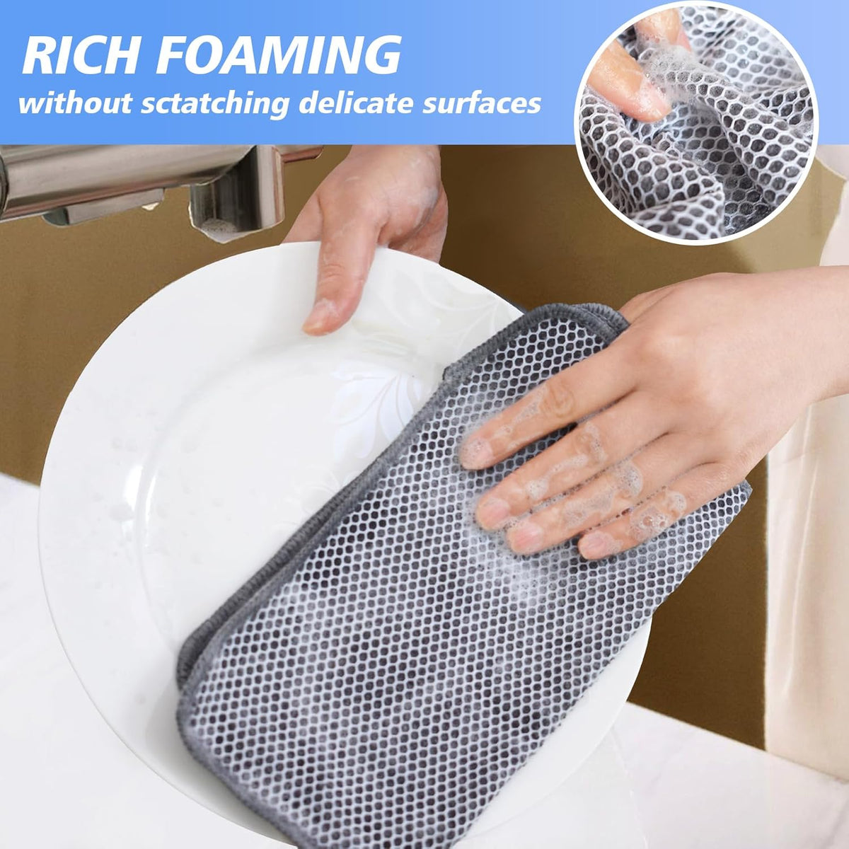 KinHwa Kitchen Washcloths for Dishes Absorbent Microfiber Dish Cloths Quick Dry Dish Rags with Poly